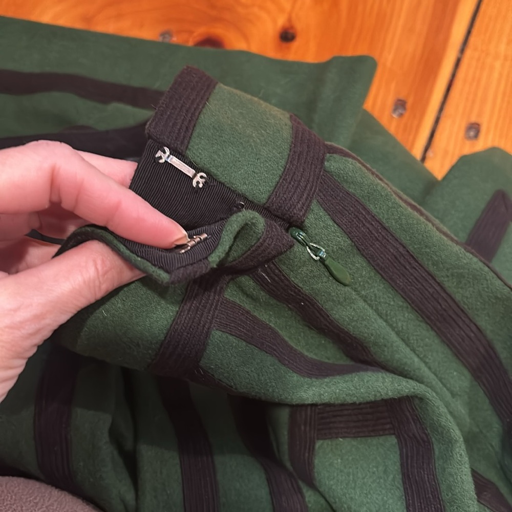 MAEVE 4 Emerald Green/Black Tsuga Wool Skirt Black Geometic Pattern - Picture 4 of 6